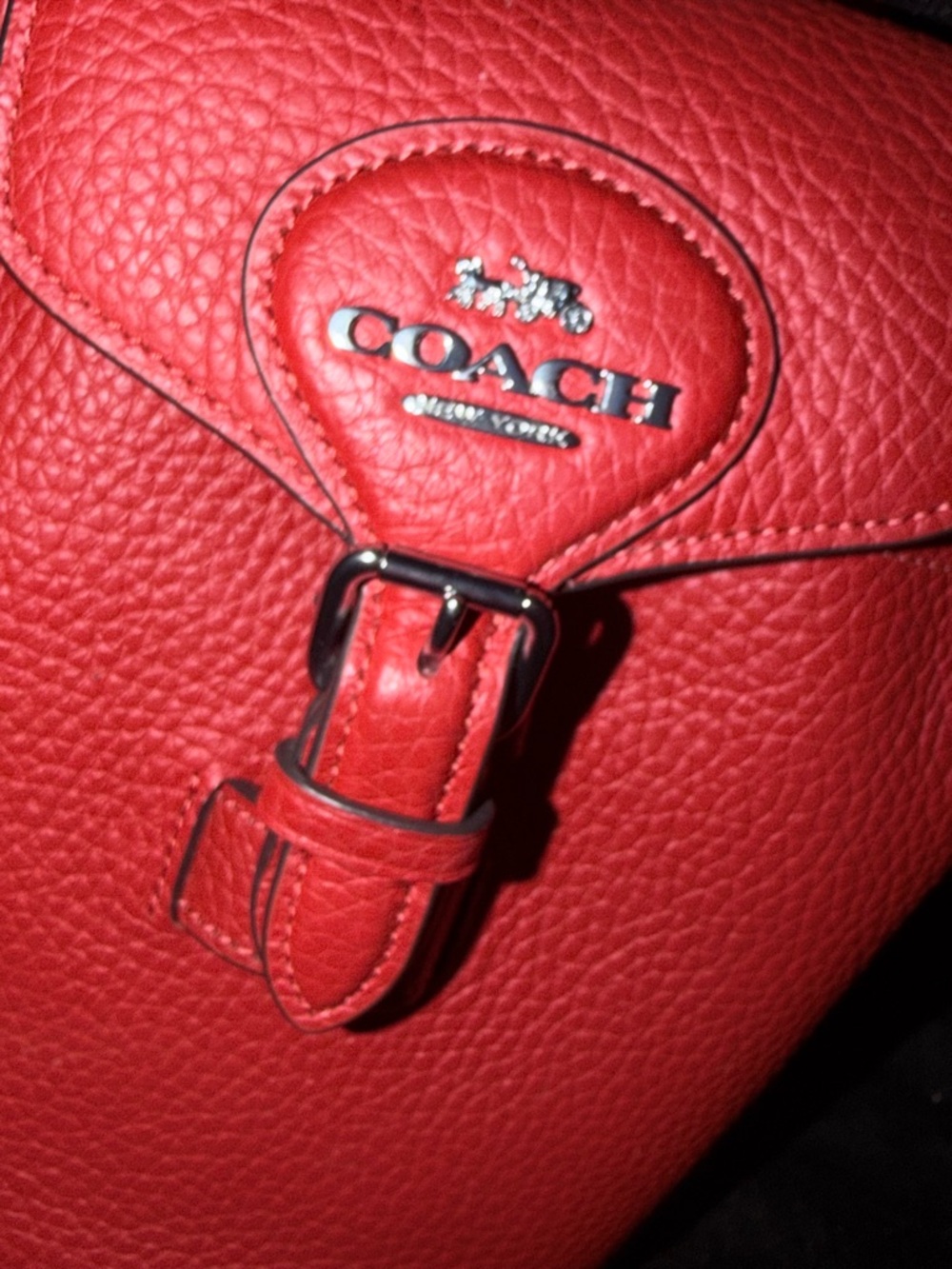 Coach Pebbled Leather Mini Bag Bag in Red WITH WALLET